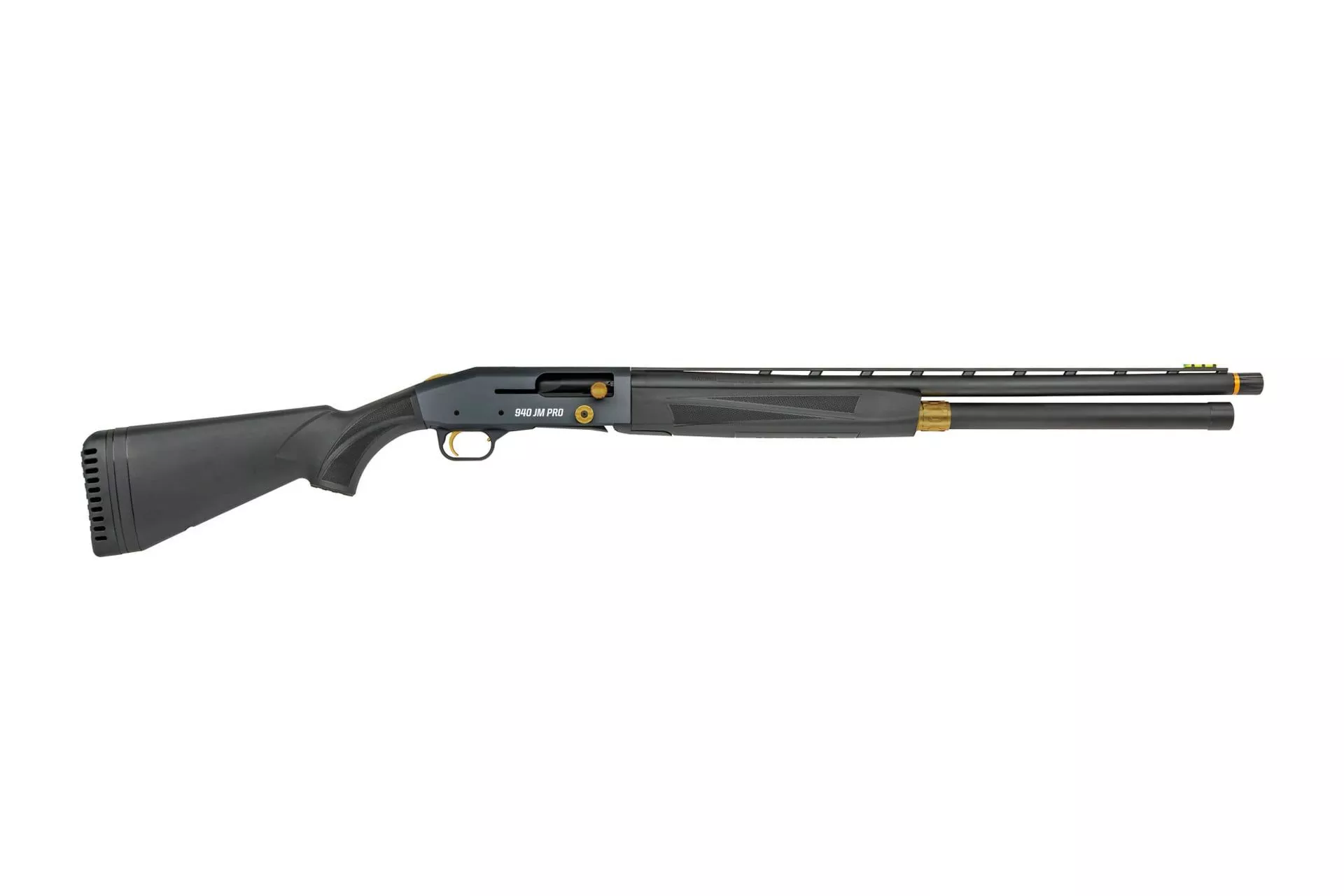 Mossberg & Sons 940 Pro JM 12 Gauge 24″ 9rd 3″ Semi-Auto Shotgun – Grey/Gold – 85165