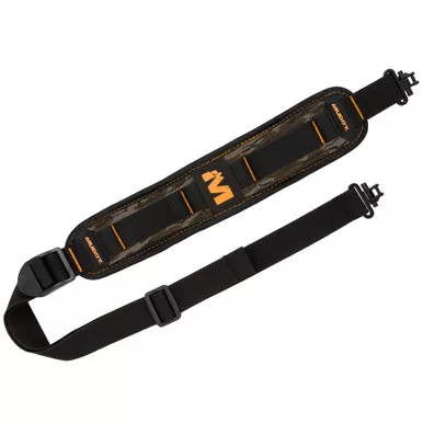 Muddy Overlander Flexible Comfort Sling, Adjustable Length, Black and Mossy Oak Bottom Land, Includes QD Swivels MUD-OVRLSL-MOBL