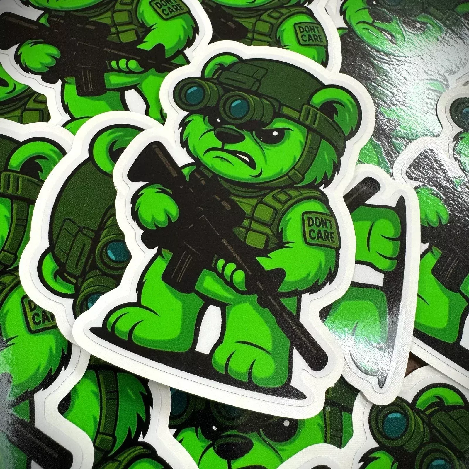 Night-Ops Bear - IDFC BEARS - 3.75" Sticker - Green