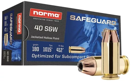 Norma Safeguard Handgun Ammunition .40 S&W 180gr JHP 1015 fps 50/ct