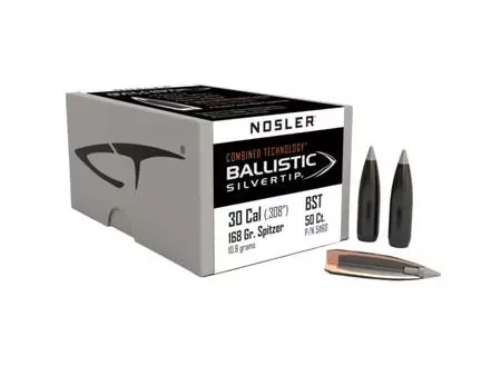 Nosler 30 Cal 168gr Ballistic Silvertip Projectiles | 50 Projectiles