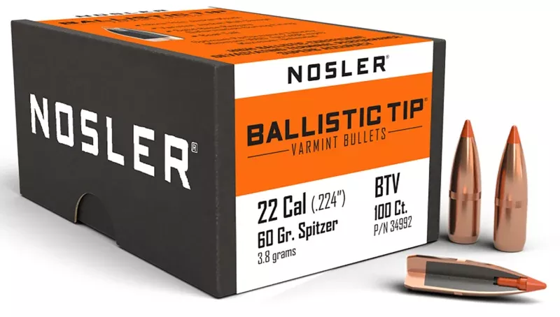 Nosler 34992 Ballistic Tip 22Cal 60gr Spitzer 100/Box