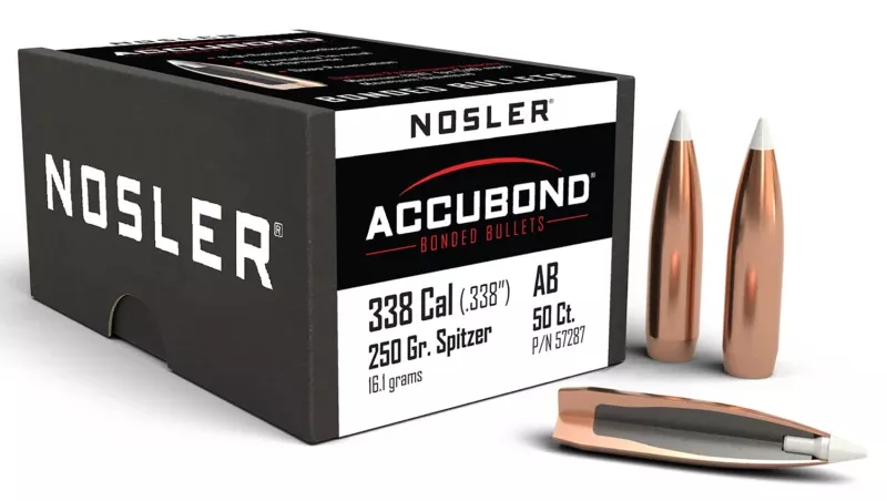 Nosler 57287 AccuBond 338Cal 250gr Spitzer Point 50/Box