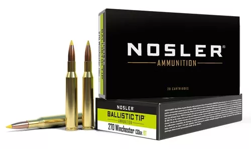 Nosler Ballistic Tip Hunting Rifle Ammunition .270 Win 130gr PT 3075 fps 20/ct