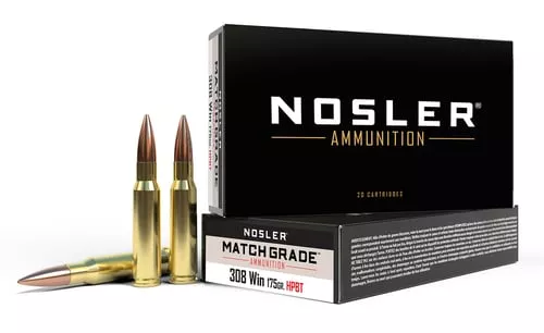 Nosler Custom Competition Match Grade Rifle Ammunition .308 Win 175 gr OTM 2600 fps 20/ct
