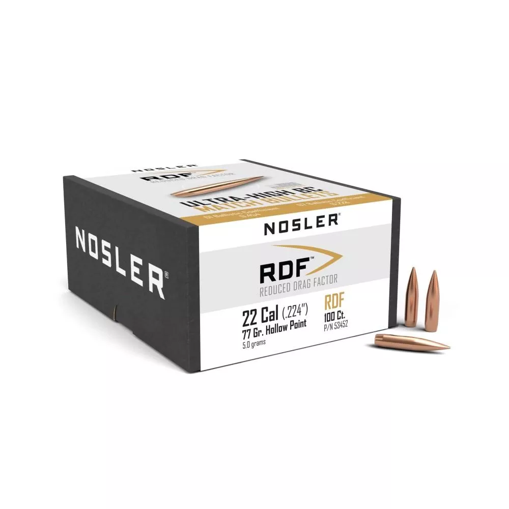 Nosler RDF Match Rifle Bullets .22 cal .224″ 77 gr HPBT 100/ct