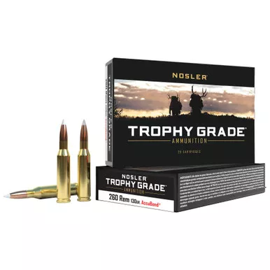 Nosler Trophy Grade, 260 Remington, 130 Grain, AccuBond, 20 Round Box 60024