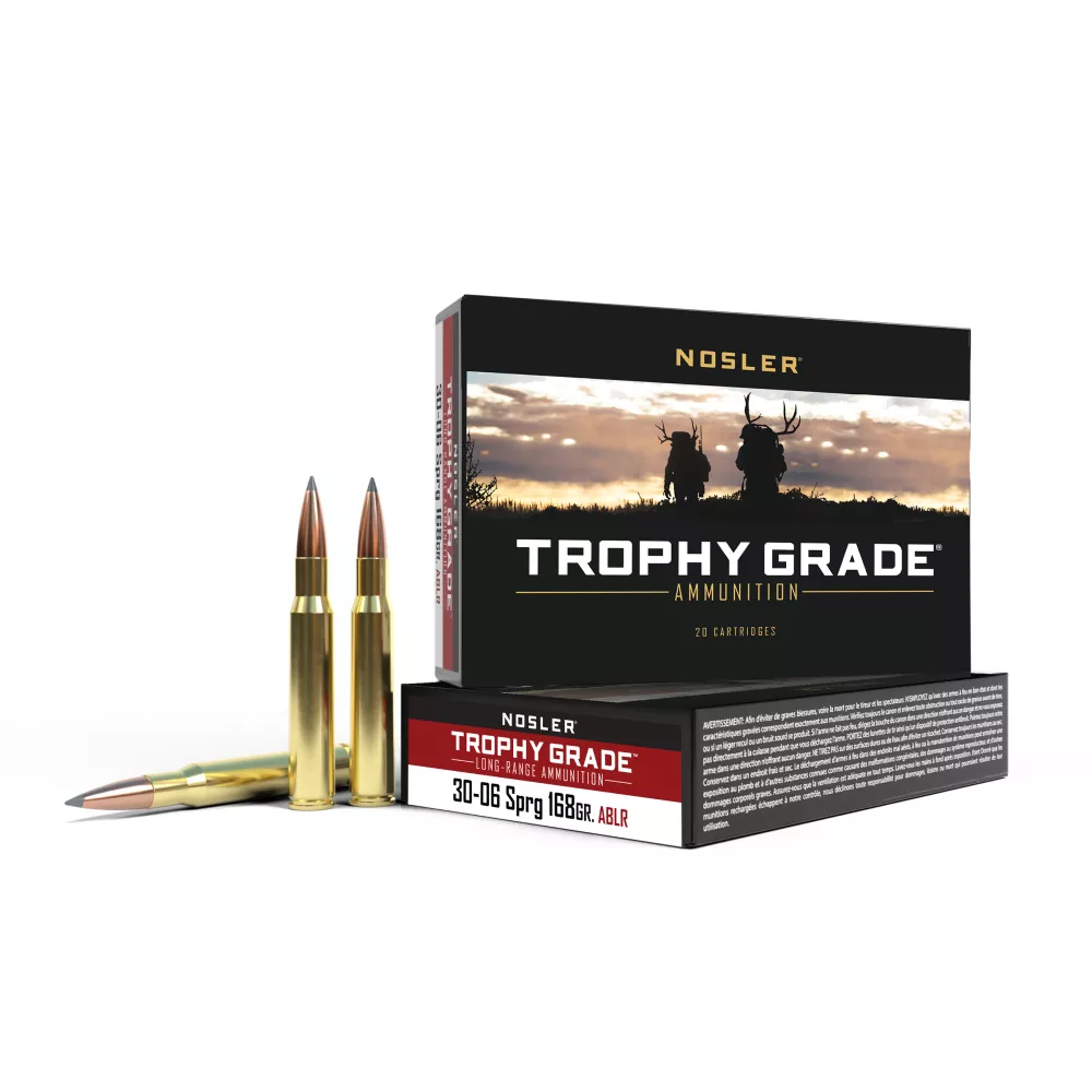 Nosler Trophy Grade Long Range Ammunition .30-06 Sprg 168 ABLR 2800 fps 20/ct