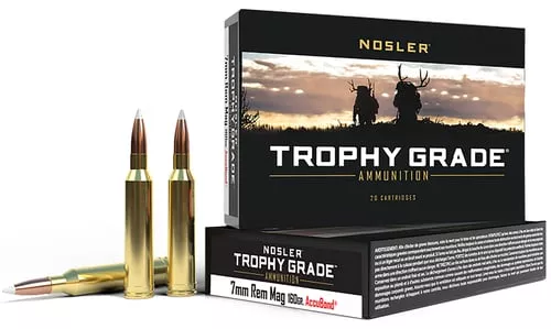 Nosler Trophy Grade Rifle Ammunition 7mm Rem Mag 160 gr AB 2925 fps 20/ct