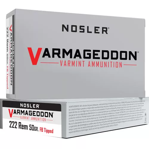 Nosler Varmageddon Rifle Ammunition .222 Rem 50gr VG FBT 3150 fps 20/ct