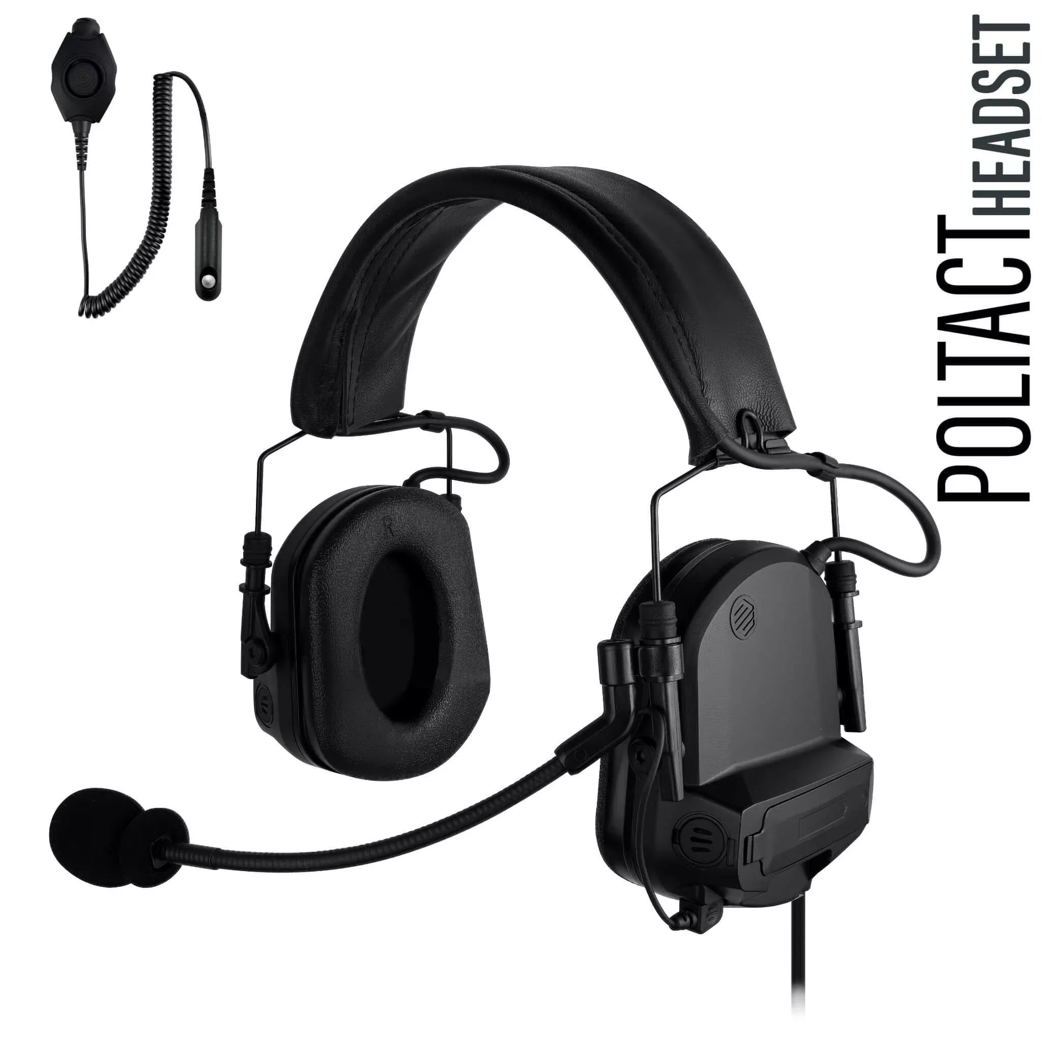 PolTact V1 Tactical Comms Headset w/ Active Hearing Protection - BaoFeng: UV9G, UV9R, UV9R Plus, UV9R Pro, BF-A58, BF-558, BF-N9, UV-XR, GT-3WP, BF-9700, UV-5S, BF-R760, UV-82WP
