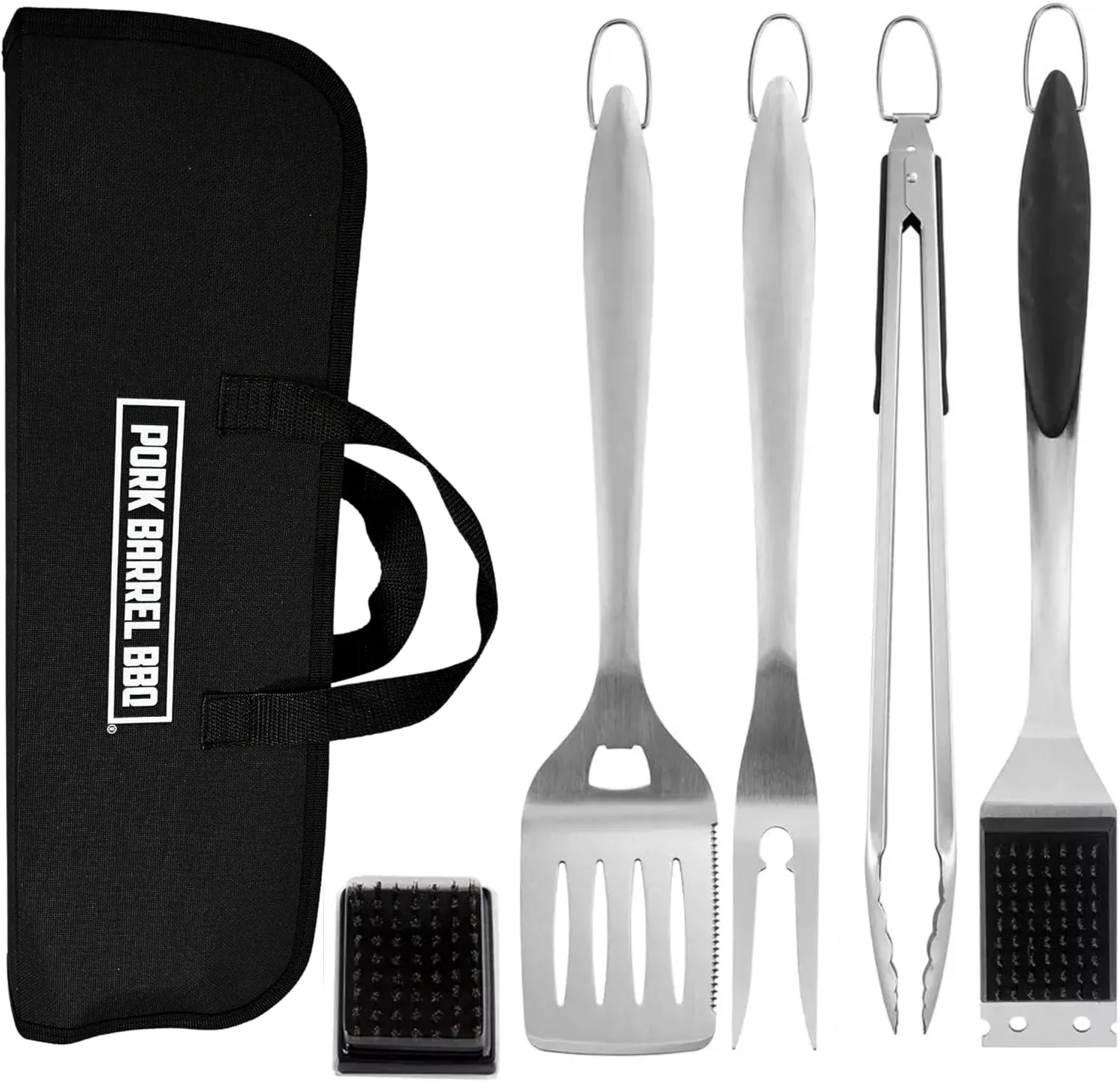 Pork Barrel BBQ Tool Set Grill Kit - Premium Stainless Steel BBQ Grill Accessories, Grilling Tools & BBQ Accessories for Outdoor Grill - Perfect BBQ Tools and Grilling Gifts for Men