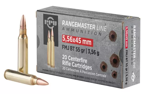 PPU Rangemaster Handgun Ammunition 5.56X45 NATO 55 gr FMJBT 3240 fps 20/ct