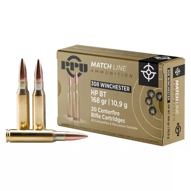 Prvi Partizan Match - 308 Winchester, 168Gr, Boat Tail Hollow Point, 20-Round Box