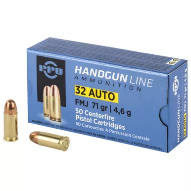 Prvi Partizan Prvi Partizan PPU 32 ACP Full Metal Jacket Ammunition - 71 Grain, 50 Rounds per Box