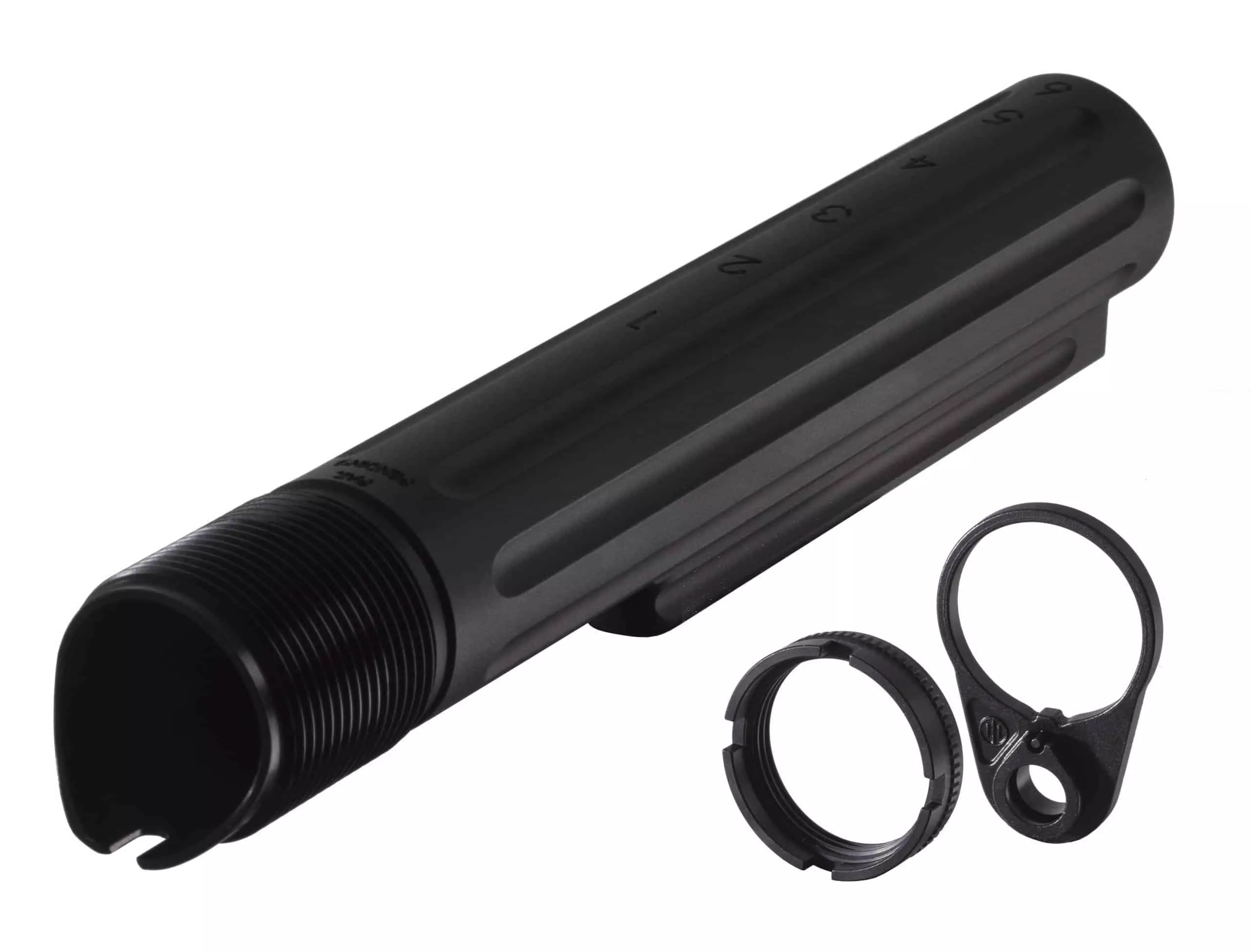 PWS ENHANCED BUFFER TUBE W/ RATCHET CASTLE NUT END PLATE