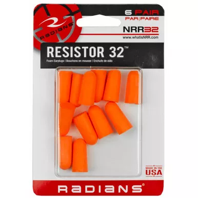 Radians Resistor 32 Disposable Foam Earplugs, 6 Pair Uncorded FP8000BP