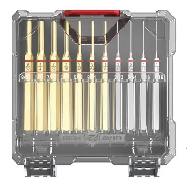 Real Avid Accu-Punch, 11 Piece Punch Set (7 Brass/4 Steel), Includes Case AVAPK-B
