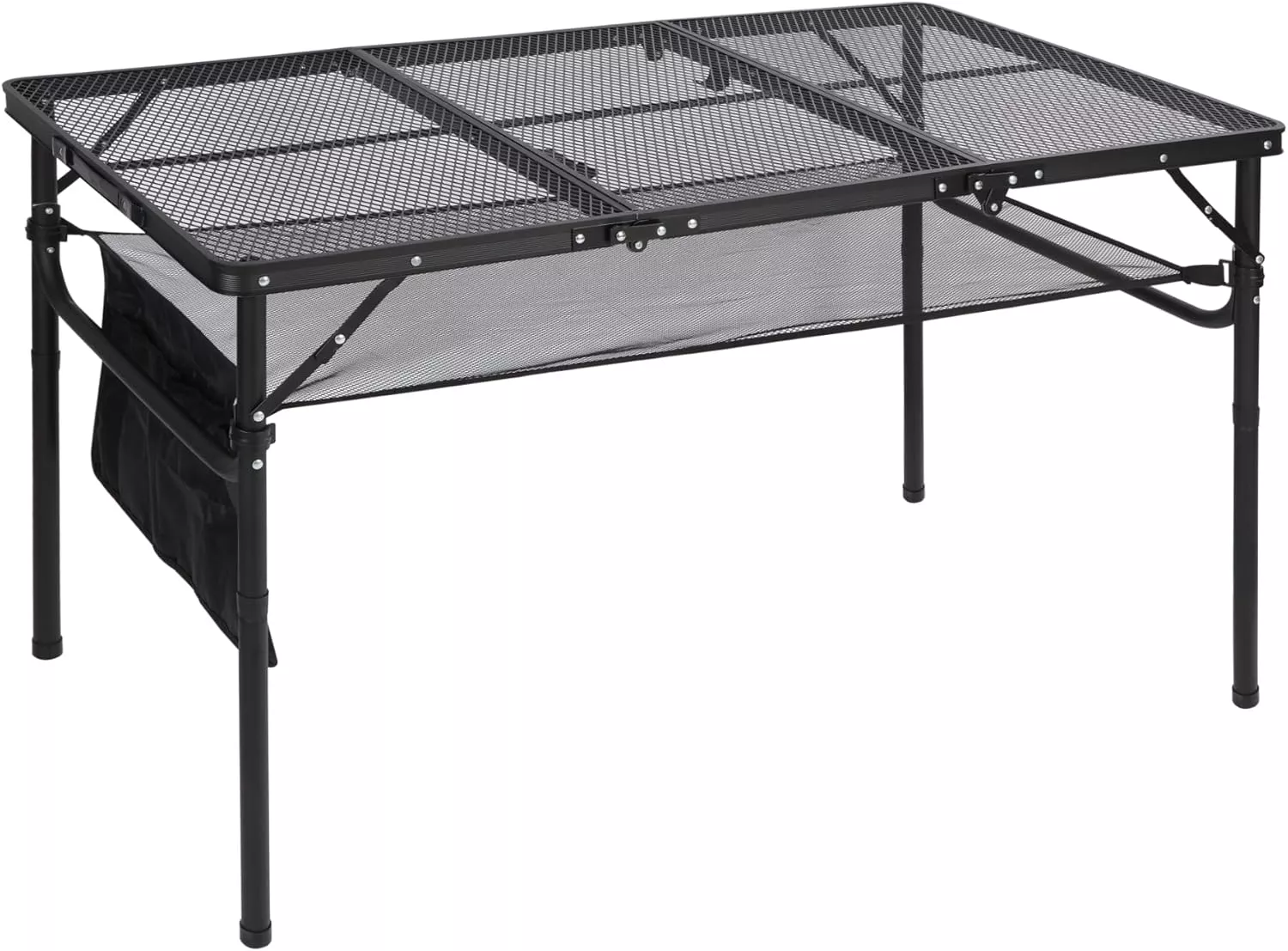RedSwing Folding Grill Table, Lightweight Portable Grill Stand Table for Outdoor Camping Picnic BBQ, Adjustable Height, 48''x24''x16/28'', Black