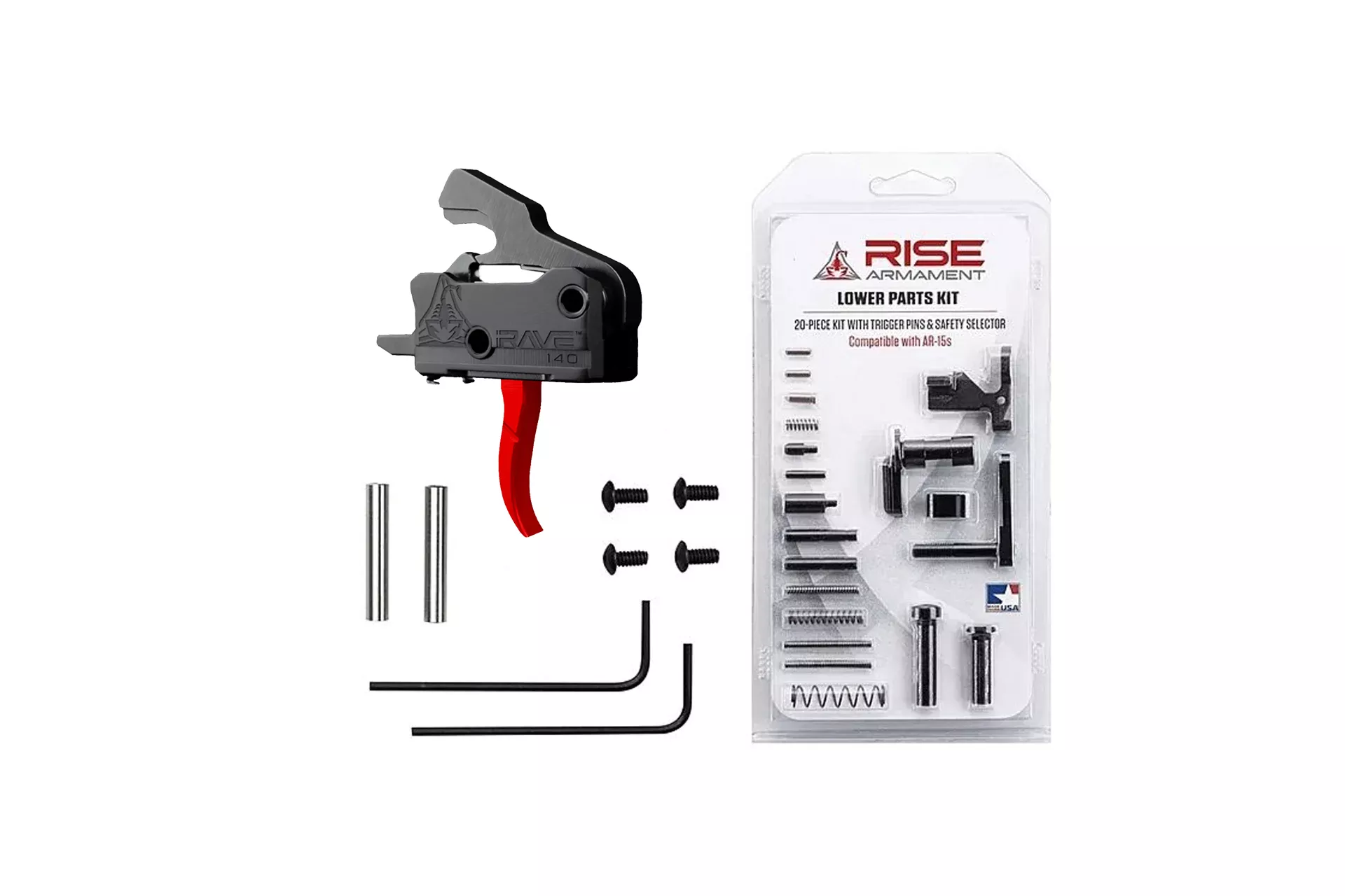 Rise Armament RAVE 140 Red Drop-in Trigger + LPK – Curved – T017-RED-12003