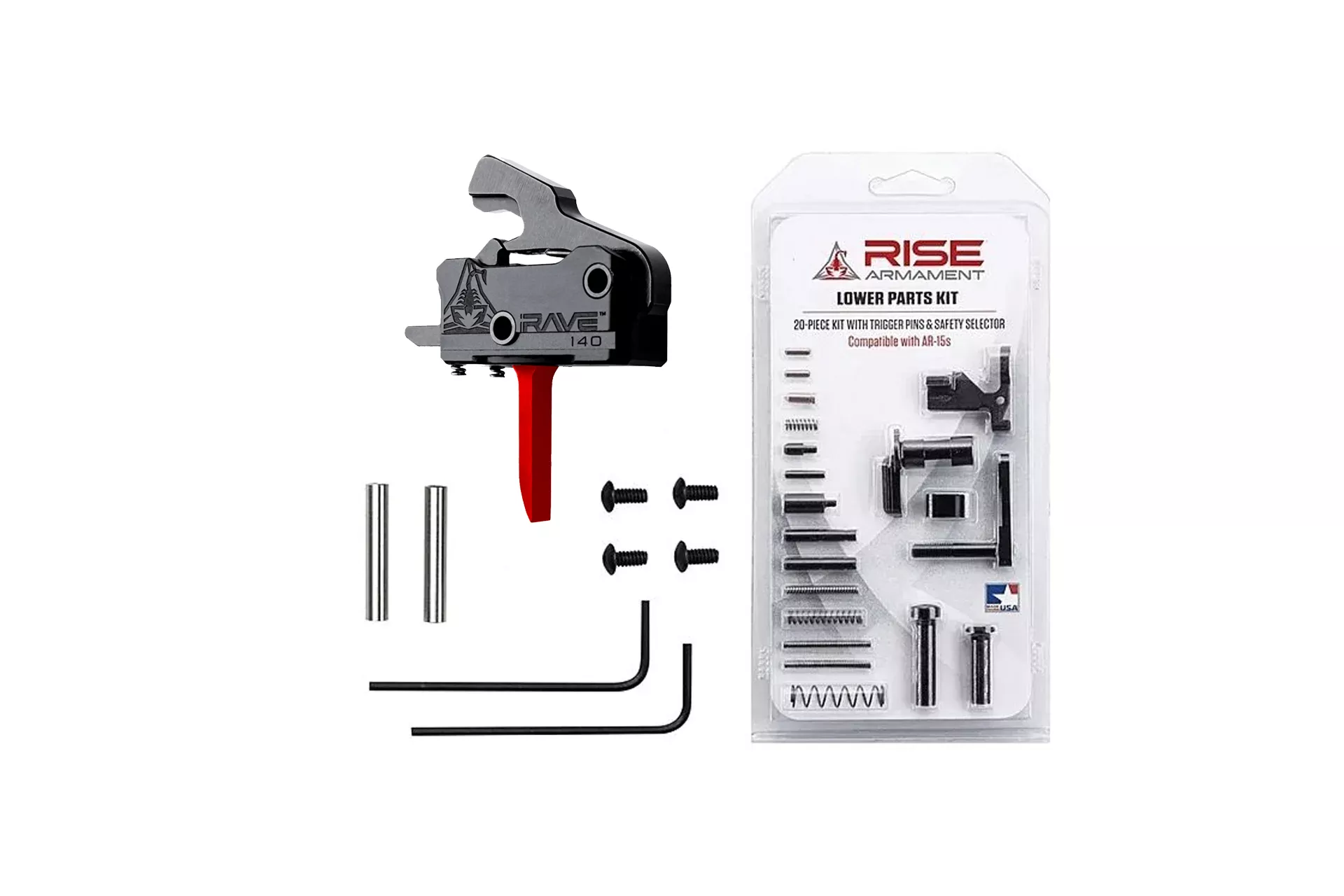 Rise Armament RAVE 140 Red Drop-in Trigger + LPK – Flat – T017F-RED-12003