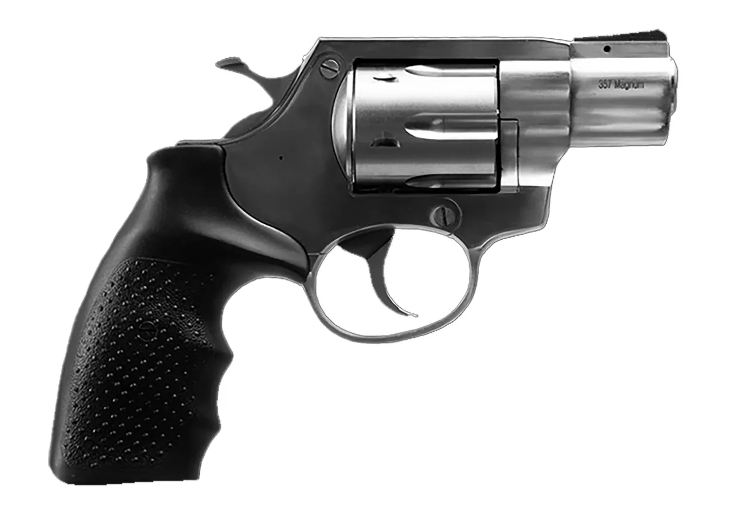 Rock Island 3520S AL3.1Medium Frame 357 Mag 6 Shot, 2″ Stainless Full Shroud Barrel, Cylinder & Frame, Black Finger Grooved Rubber Grip, Transfer Bar Safety, Exposed Hammer