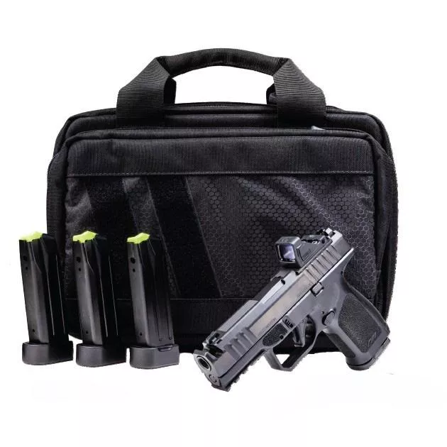 Rost Martin RM1C Comp Handgun Bundle 9mm Luger 15rd(1)&17(3) Magazines 4″ Barrel Black Viridian Red Dot Pistol Case