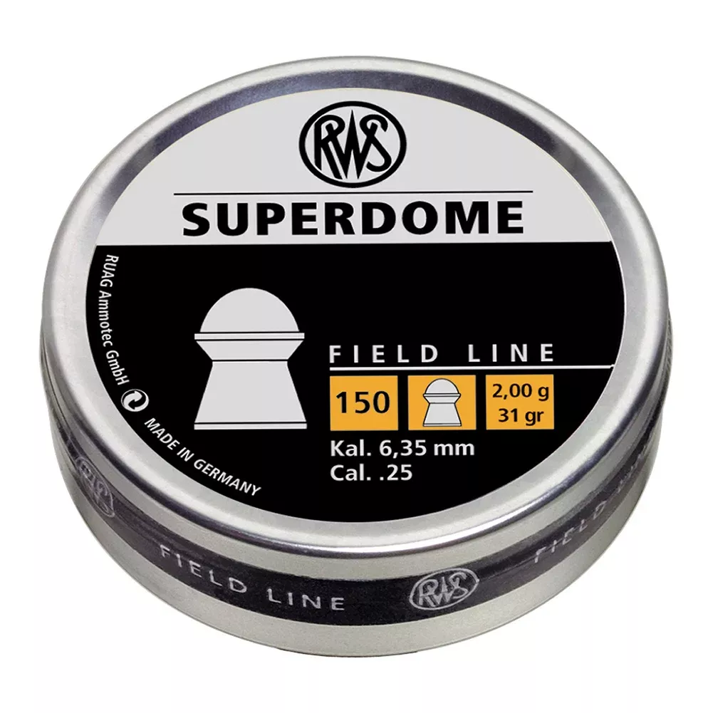 RWS 150rd .25 Cal Super Dome Airgun Hunting Pellets