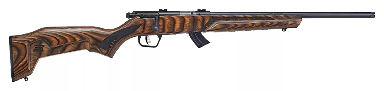 Savage Arms 26737 Mark II Minimalist Full Size 22 LR 10+1 18″ Matte Black Steel Threaded Barrel, Matte Black Carbon Steel Drilled & Tapped Receiver, Boyd’s Minimalist Natural Brown Laminate Stock