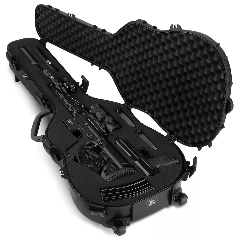Savior Equipment Discreet Ultimate Guitar Hard Case – Customize Foam w/ Handle and Wheels, 45″ Long – Black – RC-GT-ACOUSTIC-BK