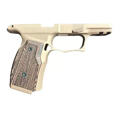 Sharps Bros. Grip Module, Fits Sig P365X/XL, Matte Finish, Flat Dark Earth with Wenge Wood Grip Panels, G2 Model Includes Steel Lug Insert SBGM04-G2