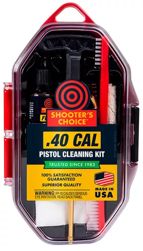 Shooters Choice SRS40 Pistol Cleaning Kit 40 Cal Handgun/Red Plastic Case