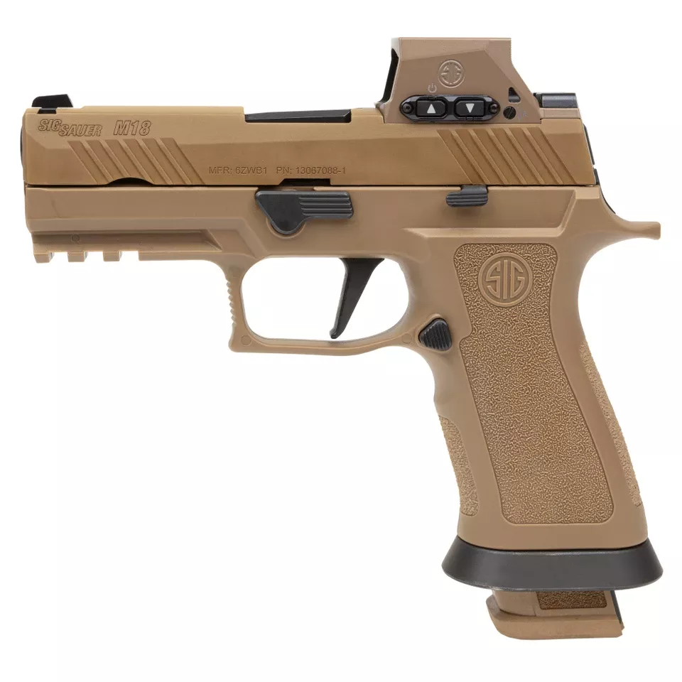 SIG P320 M18X 9mm Pistol with 3.9" Barrel and 21-Round Capacity in Coyote RX Finish