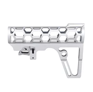 Skeletonized 223/5.56/308 Stabilizing Fin for 6 Position Mil Spec Tubes, Silver Anodized Aluminum