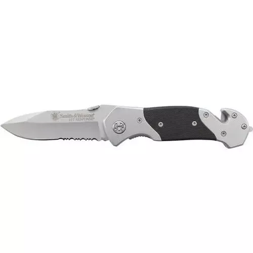 Smith & Wesson 1st Response Drop Point Folding Knife 3 3/10" Blade Black and Silver
