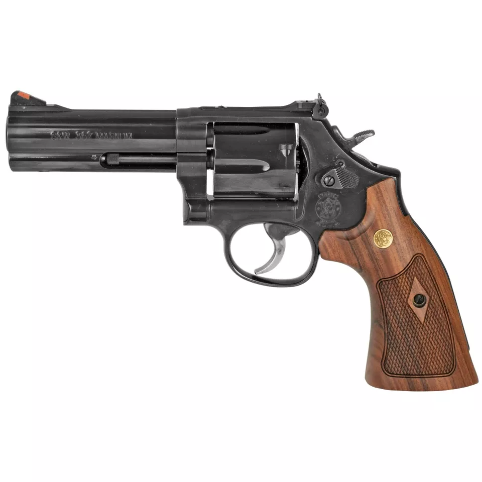 Smith & Wesson Model 586 Classic .357 Magnum 4" Barrel 6-Round Revolver with Red Ramp and Wood Grips