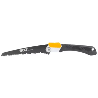 SOG Knives & Tools Folding Saw, 8.25" Saw Blade, High Carbon Steel, Satin Black Finish, Black Plastic Grip, Includes Nylon Sheath SOG-F10N-CP