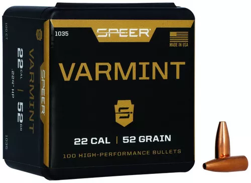 Speer 1035 Varmint22 Cal .224 52 gr Hollow Point 100 Per Box 5 Case UPC: 076683010353