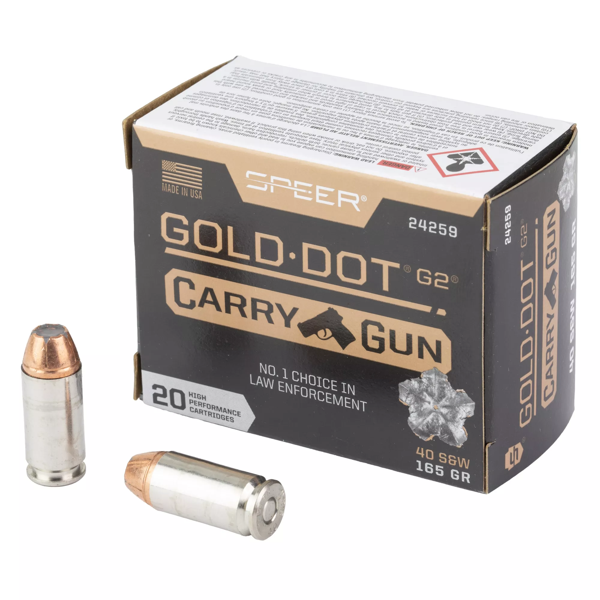 SPR GLD DOT CARRY GUN 40S&W 165GR HP