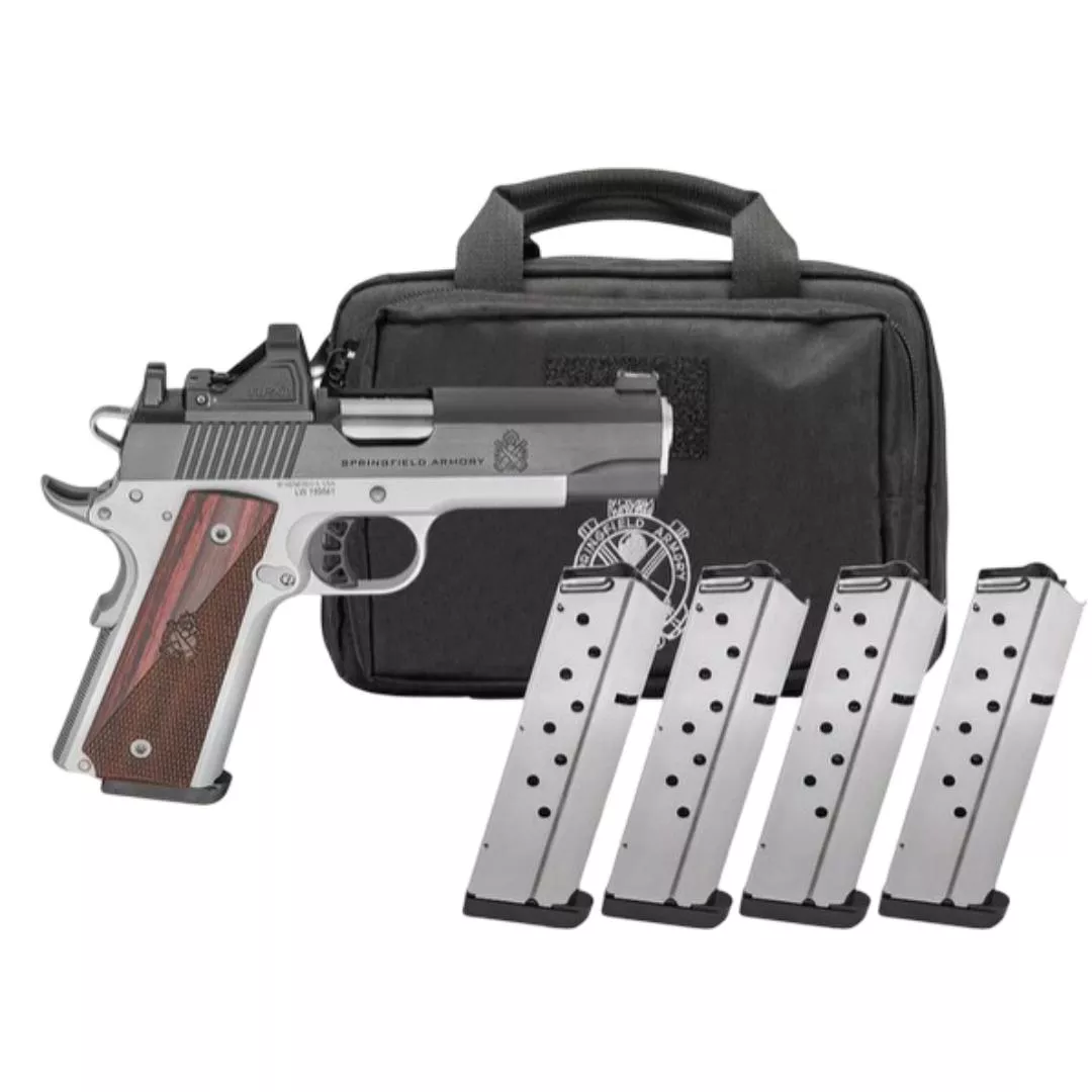Springfield Gear Pac 1911 Ronin AOS Handgun .45 Auto 8rd Magazines(4) 4.25″ Barrel Green Dot & Bag