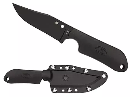 Spyderco FB15PBBK Street Beat 3.51" Fixed Bowie Plain Black DLC VG-10 SS Blade/Black Textured FRN Handle