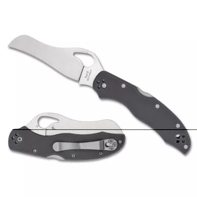 Spyderco Gooney, Folding Knife, 3.46" Hawkbill/Reverse S Blade, 9Cr14MoV Blade Steel, 7.70" Overall Length, Back Lock, Satin Finish, Silver Blade, Gray G-10 Handle BY24GPGY