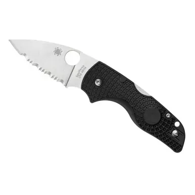 Spyderco Lil Native Lightweight, Folding Knife, SpyderEdge Serrated Blade, Black FRN Handle, Satin Finish, Silver, 2.43" Blade Length, CTS BD1N Steel C230SBK