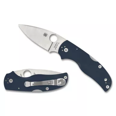 Spyderco Native 5, Folding Knife, 3" Drop Point Blade, CPM SPY27 Blade, 6.875" Overall Length, Lockback, Satin Finish, Silver Blade, Blue G-10 Handle C41GPCBL5