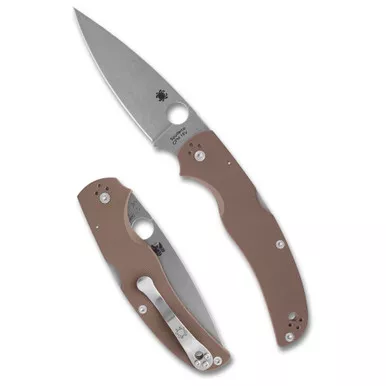 Spyderco Native Chief, Folding Knife, 4.08" Drop Point Blade, 9.08" Overall Length, CPM 15V Blade Steel, Plain Edge, Satin Finish, Silver Blade, Brown G-10 Handle, Back Lock C244GPBN15V