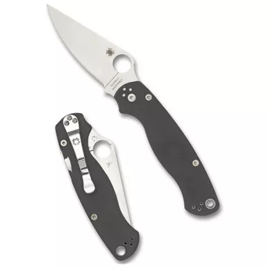 Spyderco Para Military 2, Folding Knife, 3.45" Clip Point Blade, Plain Edge, Micro-Melt Maxamet Blade Steel, 8.26" Overall Length, Compression Lock, Satin Finish, Silver Blade, Gray G10 Handle C81GPDGY2