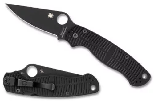 Spyderco Para Military 2 Salt, Folding Knife, Plain Edge, Black G-10 Handle, Matte Finish, Black Blade, 3.45" Blade, CPM MagnaCut Steel C81GMCBKP2