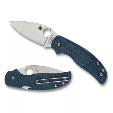Spyderco Sage 5 Lightweight, Folding Knife, 3" Drop Point Blade, CPM SPY27 Blade Steel, 7.13" Overall Length, Compression Lock, Satin Finish, Silver Blade, Blue FRN Handle C123PCBL