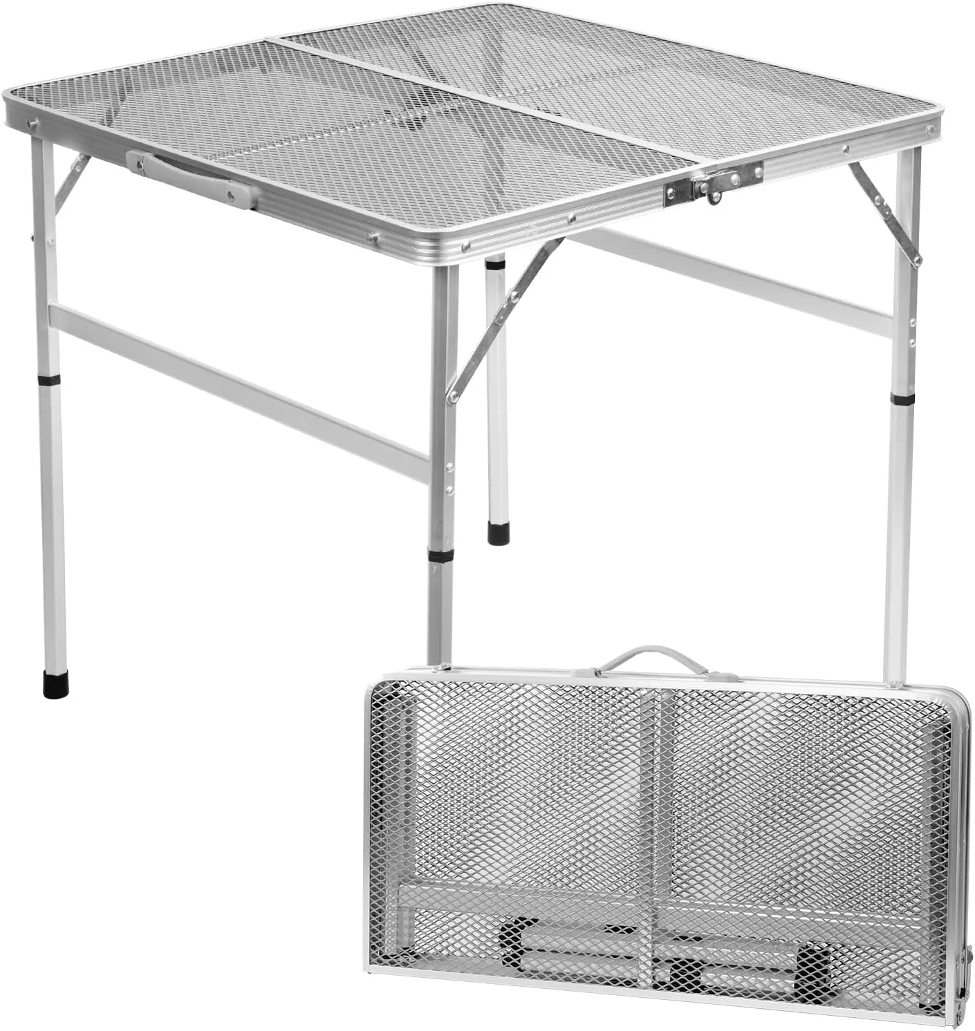 Square Folding Table, Easy for Storage, Compact and Portable Picnic Table for Grill, Outdoor Camping, Garden, Patio, Dining, BBQ, Party, Market and Card Table, 27.2 L×27.2W inches