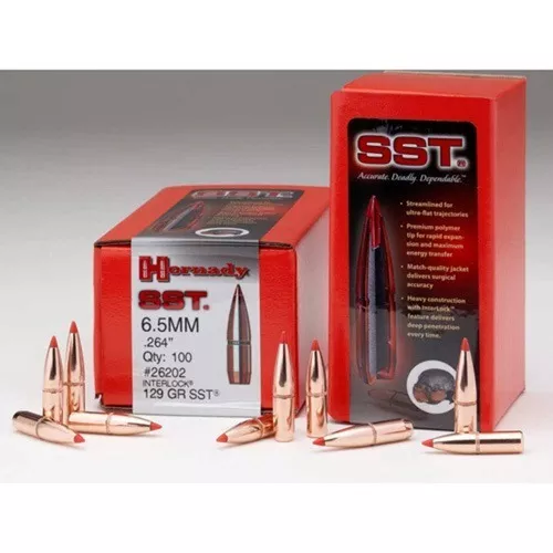 SST SUPER SHOCK TIP BULLETS – 6.5MM, .264, 129 GRAIN, 100/BX